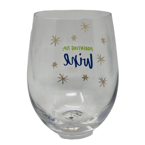 Hallmark Stemless Wine Glass Parenting Tip Gift New Baby Shower - Picture 3 of 3
